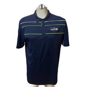 NFL Team Apparel TX3 Cool Seahawks Blue/Lime Green S/S Polo  Shirt Size Large